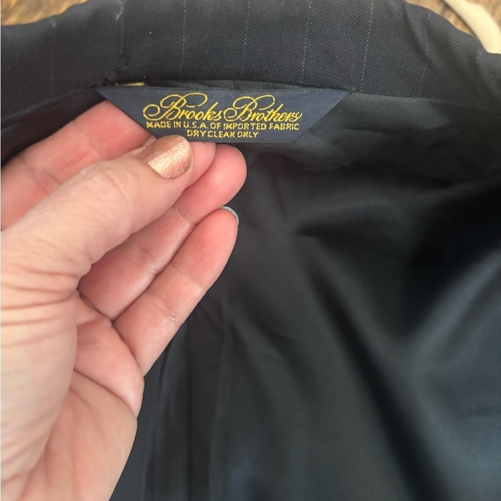 Brooks Brothers Wool Navy Blue gray Pinstripe Blazer Sportcoat Suit Jacket - Picture 10 of 11